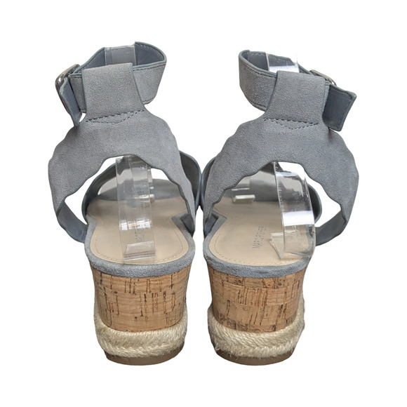 Marc Fisher Blue Suede Faitful Scalloped Wedge Espadrilles 8.5 - Picture 4 of 14